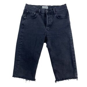 AGOLDE Denim‎ Shorts Bermuda Women Sz 25 Dark Wash Button Fly